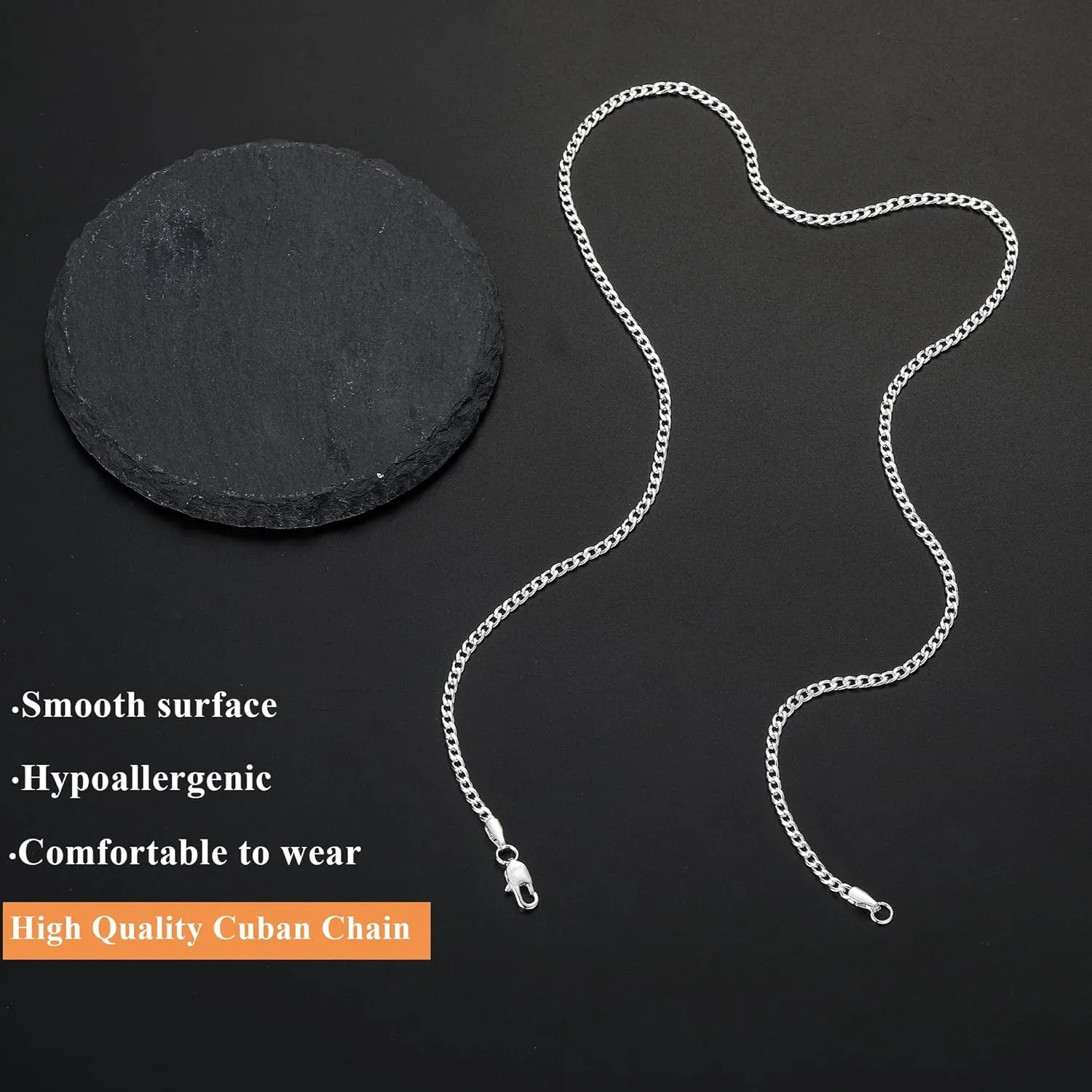 3/5mm 14K Real Gold/Real Silver Plated Cuban Chain for Men Boys, Stainless Steel Cuban Link Chain for Men Boys Sturdy Non-Fading Necklace Jewelery Gifts for Him 16/18/20/22/24 Inch