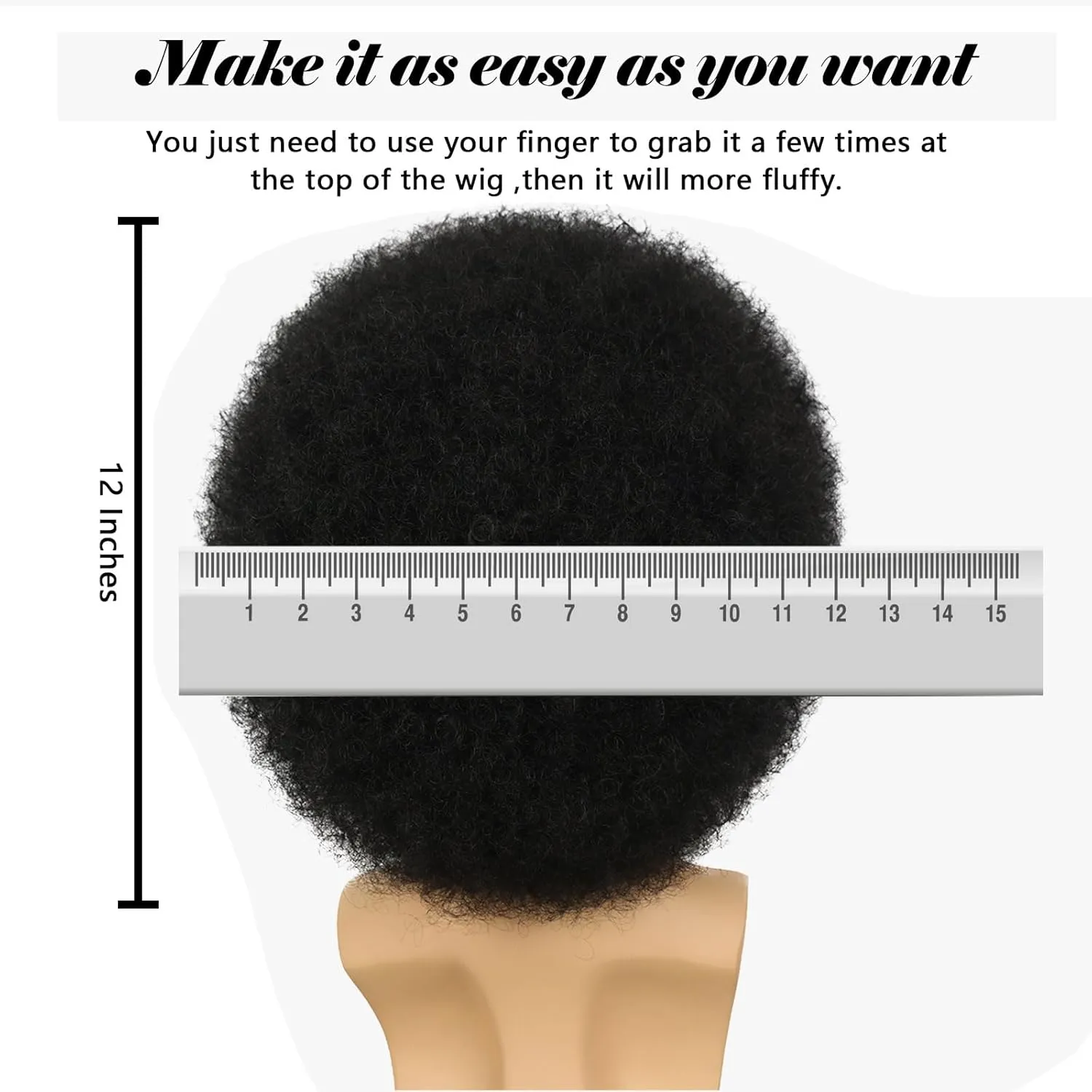 70s Afro Wigs for Men and Women Glueless Wear and Go Wig Fluffy Short Black Afro Curly Heat Resistant Synthetic Wigs for Hippie Disco Rock 70s 80s Party and Daily??Black??