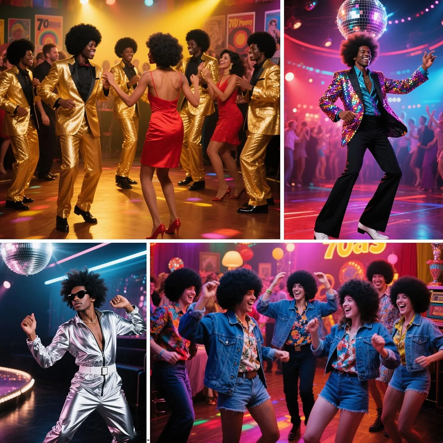 70s Afro Wigs for Men and Women Glueless Wear and Go Wig Fluffy Short Black Afro Curly Heat Resistant Synthetic Wigs for Hippie Disco Rock 70s 80s Party and Daily??Black??