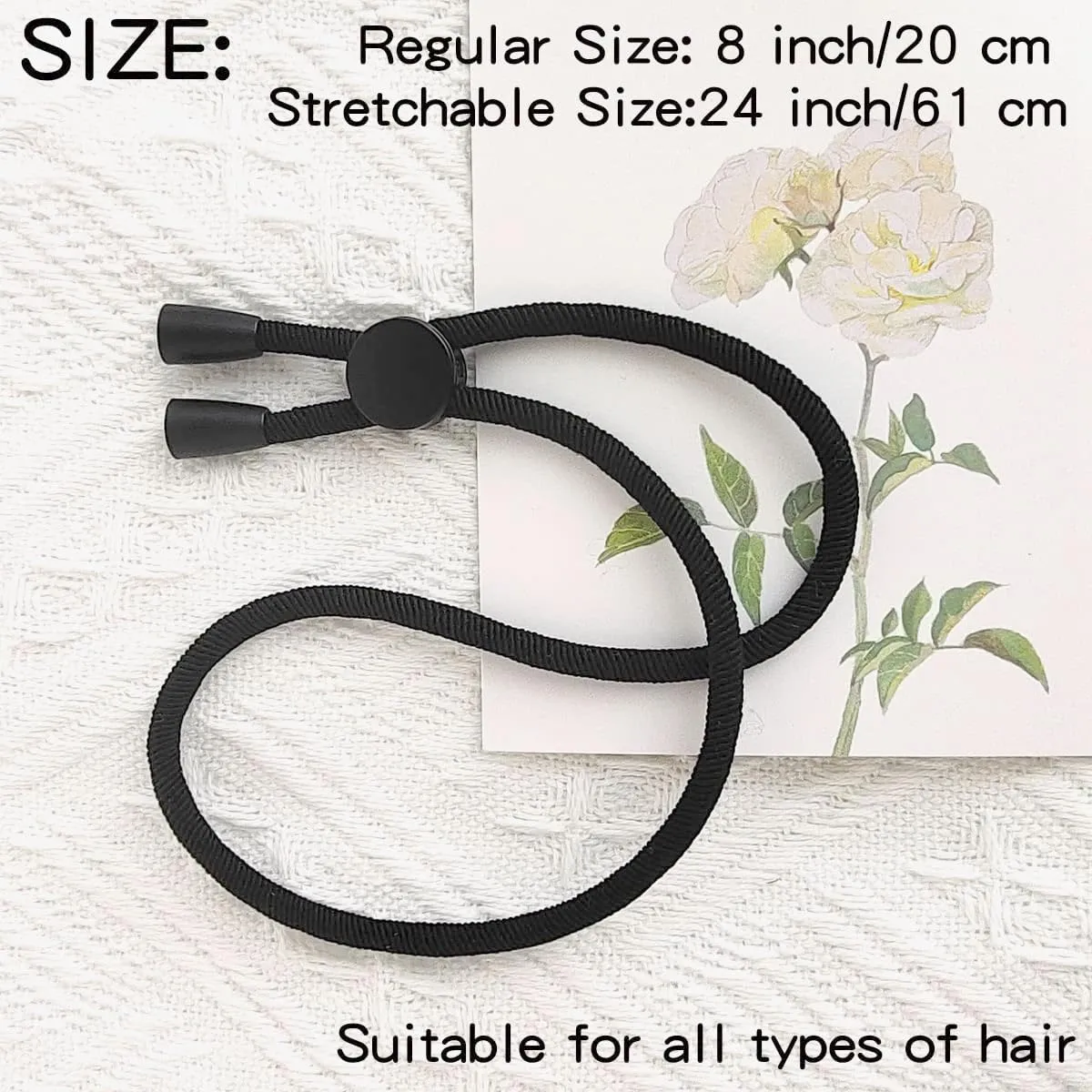 Adjustable Headband Hair Tie for Thick, Natural, Kinky & Curly Hair - Versatile for Afro Puff Ponytails, Buns, High Puffs, and Updos (Pack of 10)