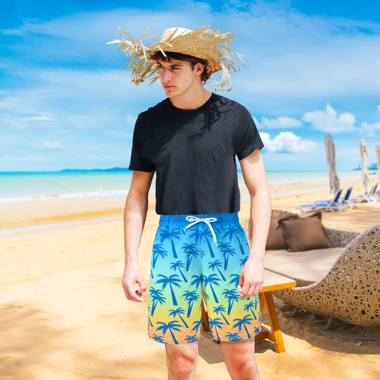 Boys Swim Trunks Bathing Suit Youth Teen Boys Swimming Trunks with Compression Liner Kids Swimsuit Board Shorts 7-16