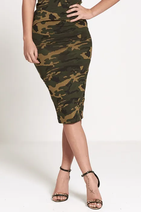 Diva Dames Womens Camouflage Print Khaki Skirt