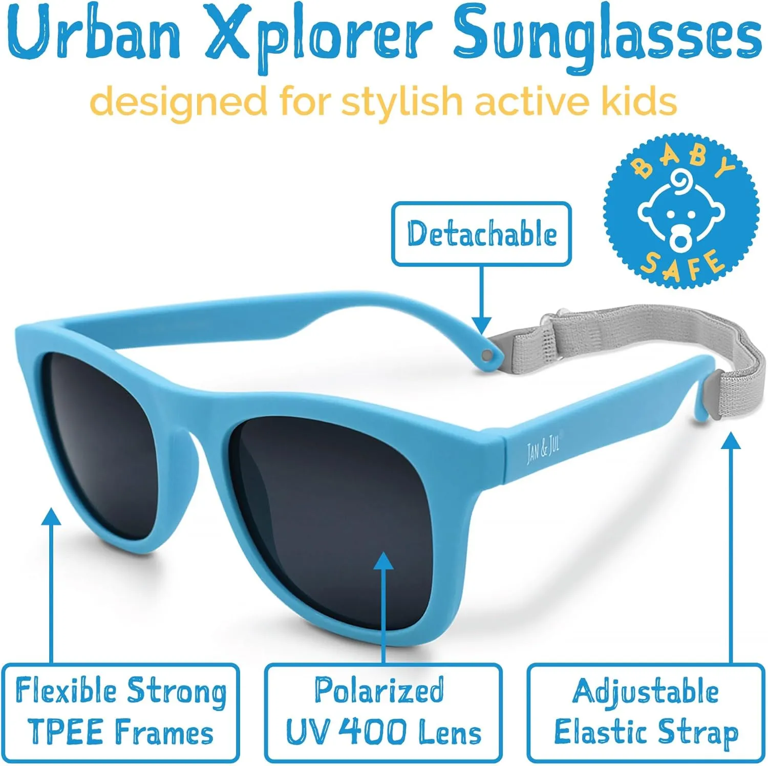 JAN & JUL Baby Toddler Kids?? Flexible UV-400 Polarized Sun-glasses with Strap for Girls Boys