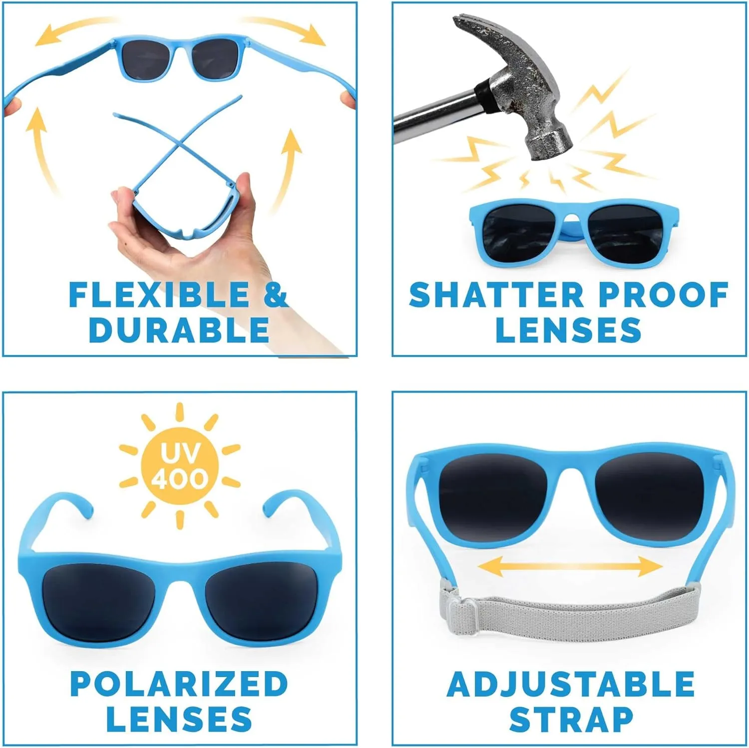 JAN & JUL Baby Toddler Kids?? Flexible UV-400 Polarized Sun-glasses with Strap for Girls Boys