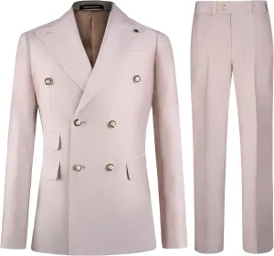 Men's Slim Fit 2 Piece Suit Double Breasted Business Wedding Prom Tuxedo Suits Blazer & Pants Set??