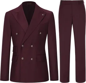 Men's Slim Fit 2 Piece Suit Double Breasted Business Wedding Prom Tuxedo Suits Blazer & Pants Set??