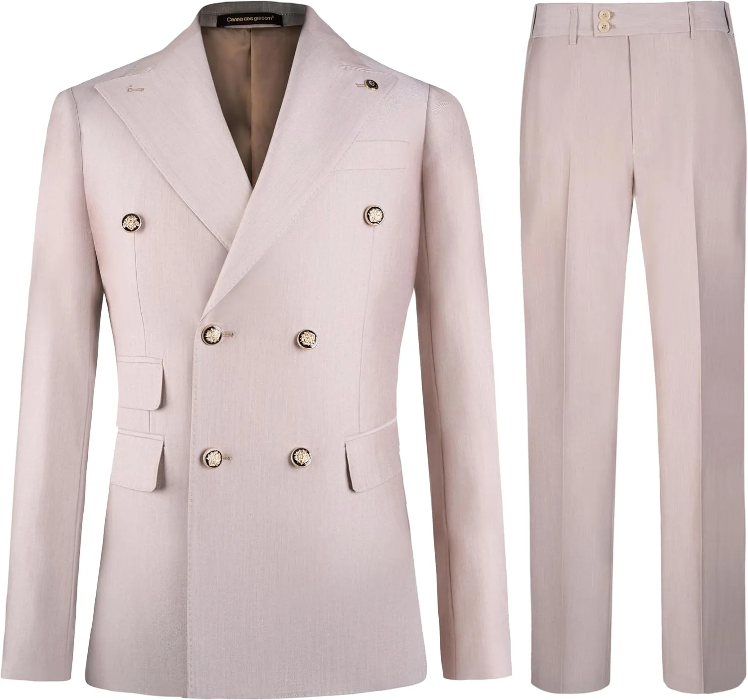 Men's Slim Fit 2 Piece Suit Double Breasted Business Wedding Prom Tuxedo Suits Blazer & Pants Set??