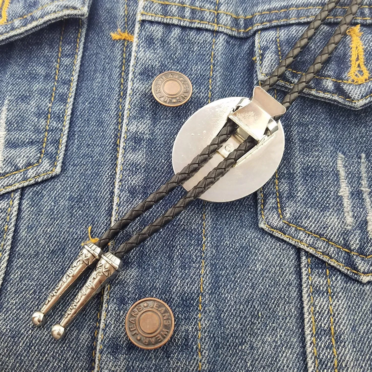 SELOVO Genunie Leather Bolo Tie Native Western Bola Tie Stone