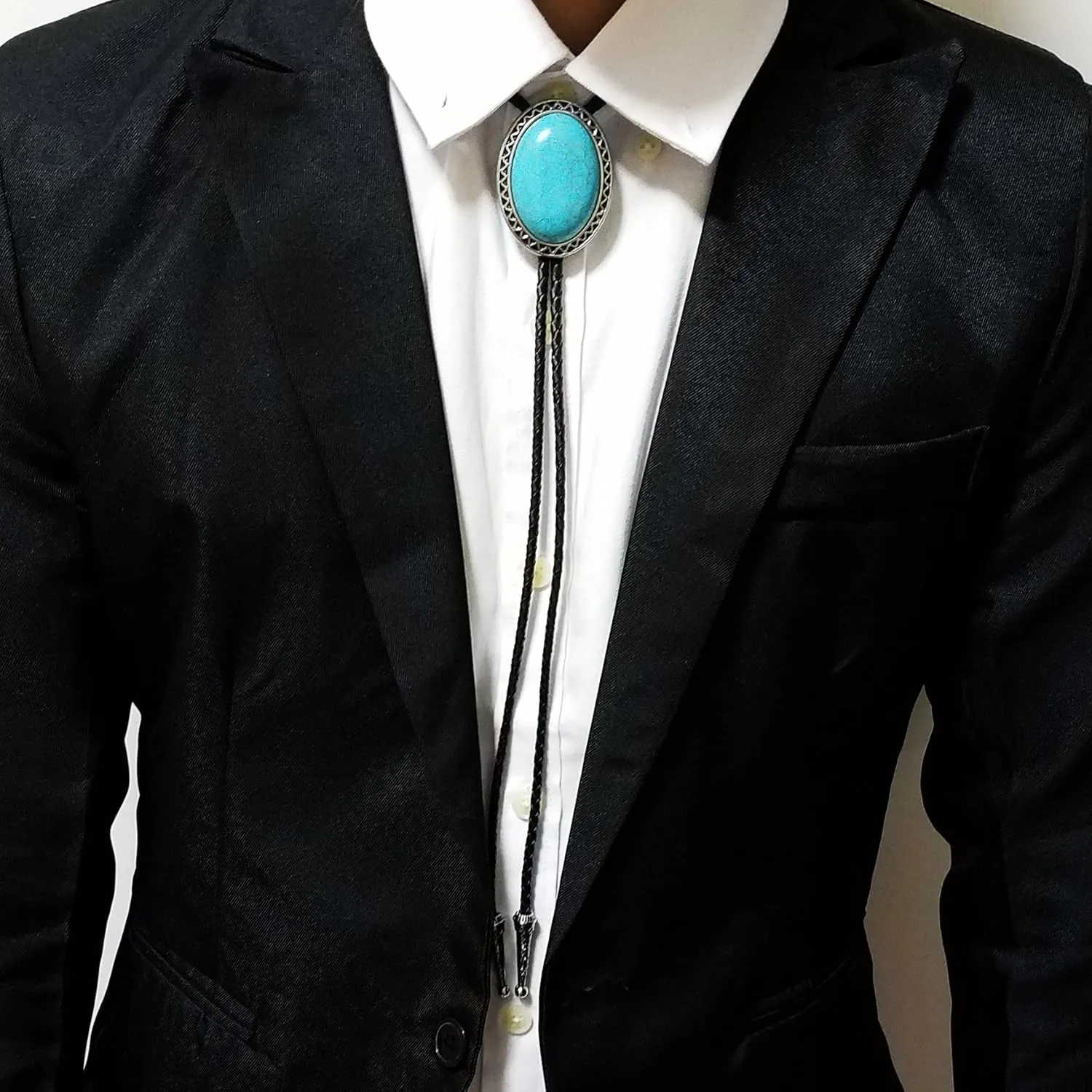SELOVO Genunie Leather Bolo Tie Native Western Bola Tie Stone