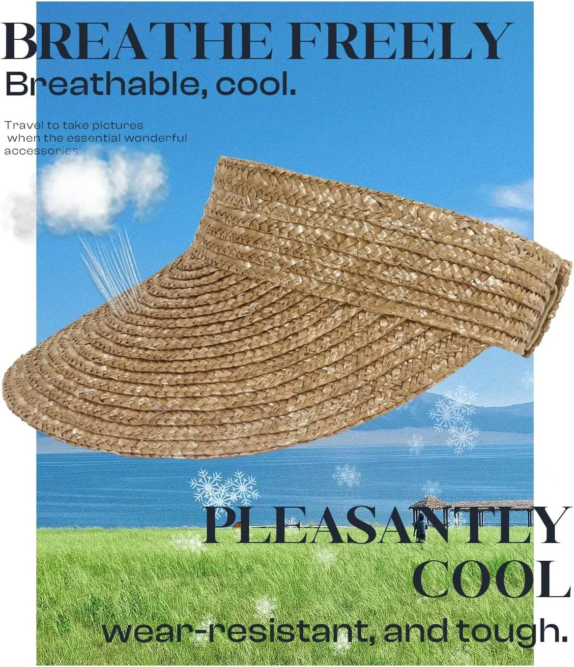 Straw Visor - Wide Brim Women's Summer & Beach Hat - Packable, Flexible Sun Protection